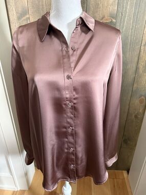 Gentle Fawn Satin Button-Down Blouse